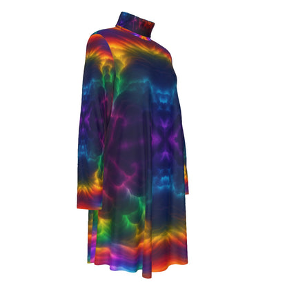 Women's High Neck Dress With Long Sleeve