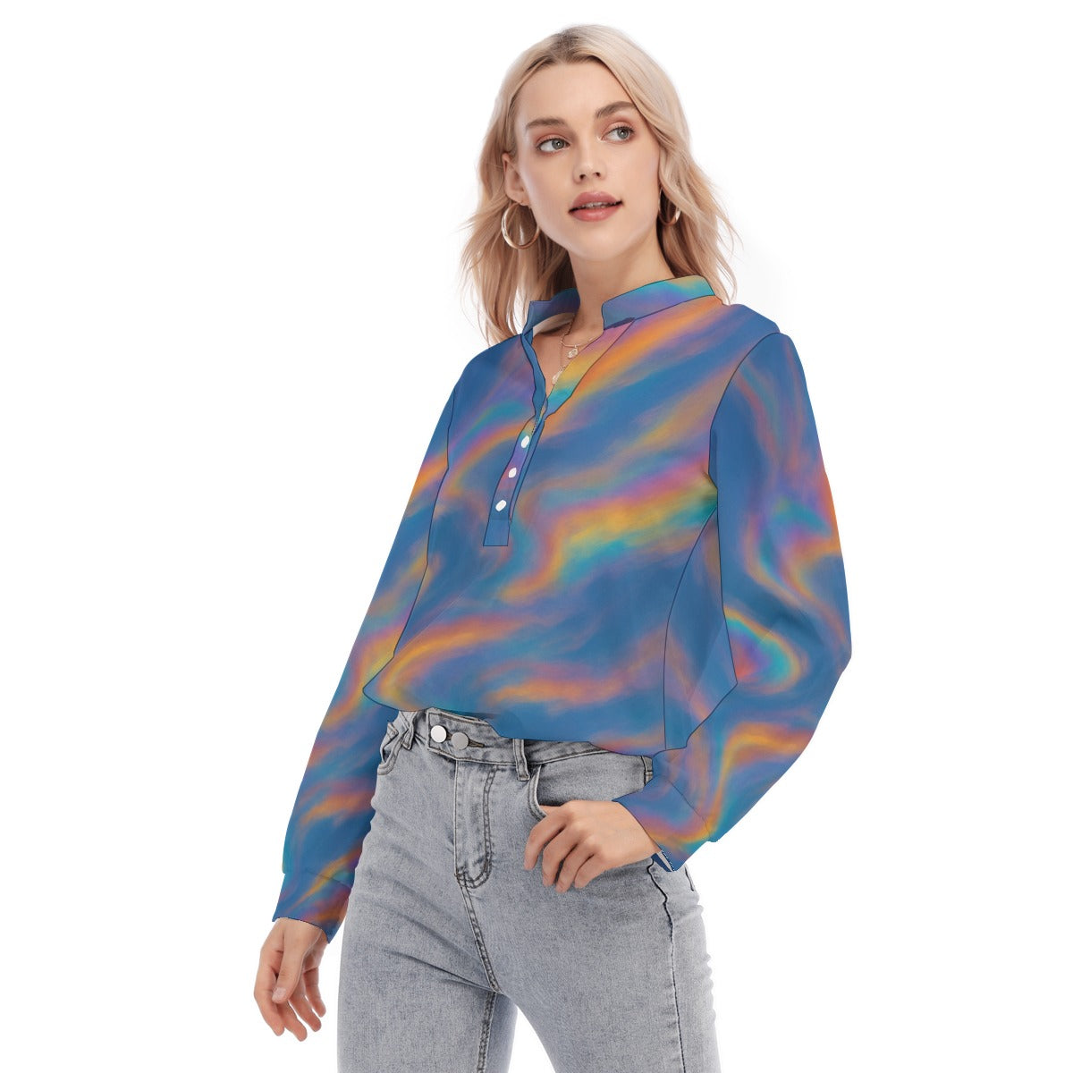 Women's Long Sleeve Blouse With Button Closure