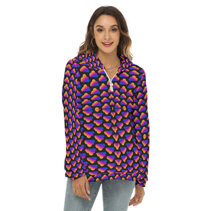 Women's Borg Fleece Hoodie With Half Zip