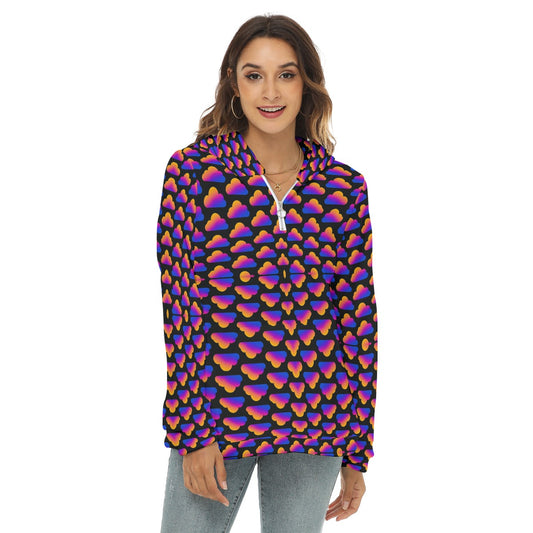 Women's Borg Fleece Hoodie With Half Zip