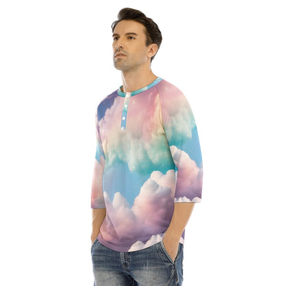 Men's Bracelet Sleeve T-shirt With Button Closure - view 3