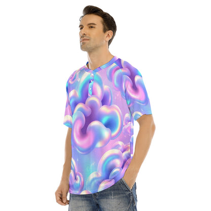 Men's Raglan Sleeve T-shirt With Button Closure