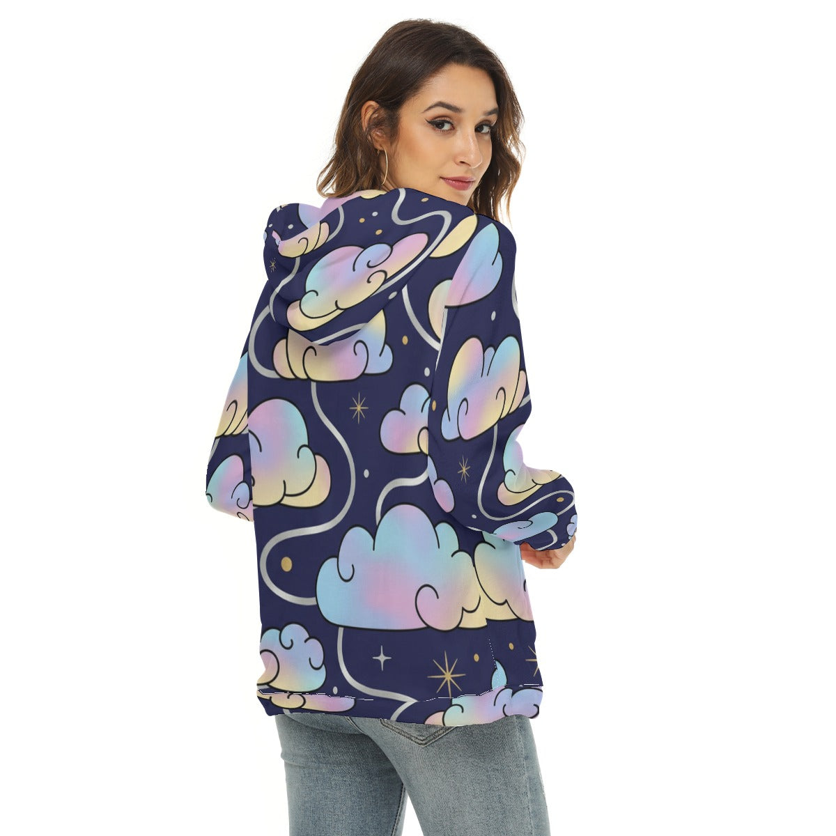 Women's Borg Fleece Hoodie With Half Zip