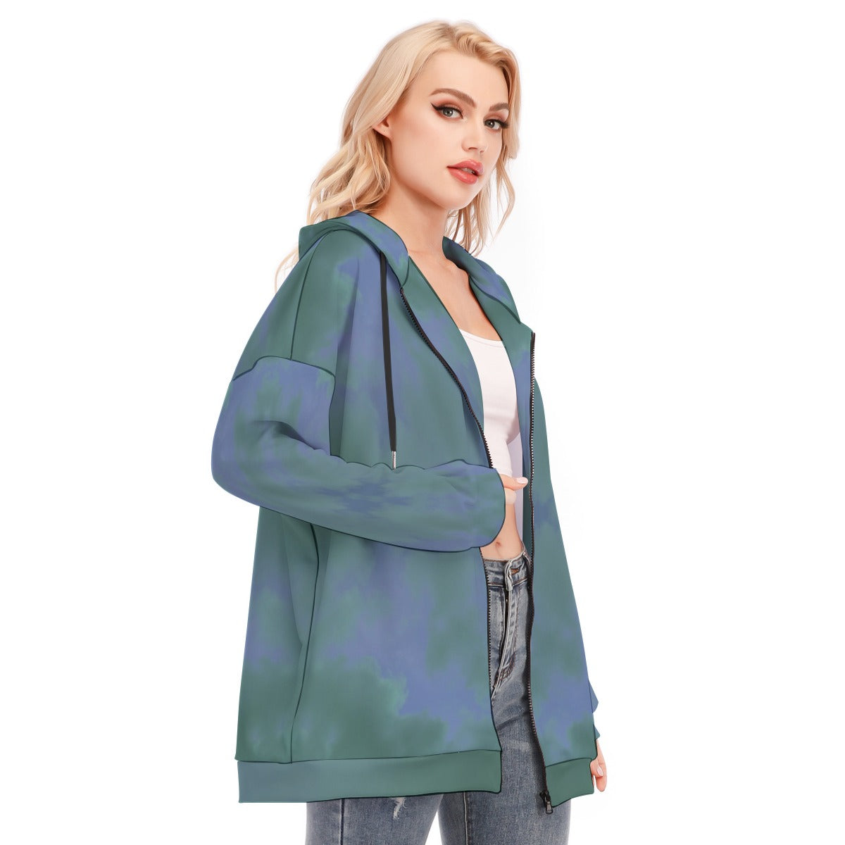 Women's Long Hoodie With Zipper Closure