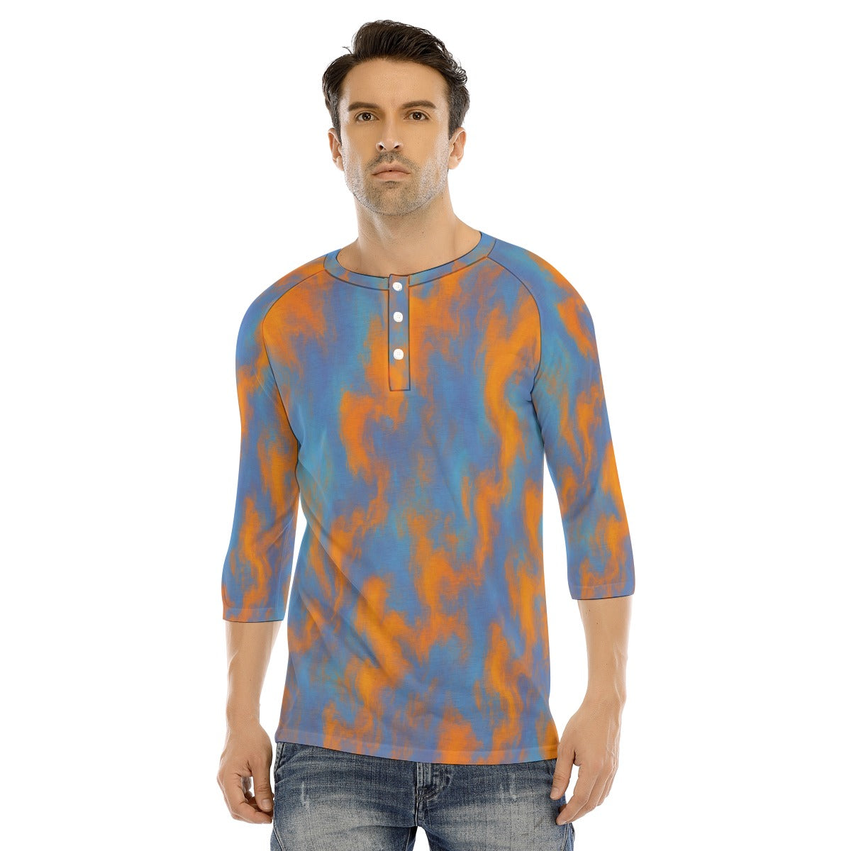 Men's Bracelet Sleeve T-shirt With Button Closure - view 1