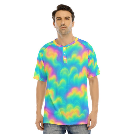 Men's Raglan Sleeve T-shirt With Button Closure