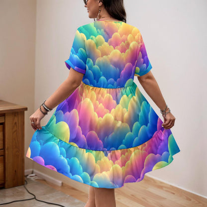 Women’s Floral V-Neck Short Sleeve Dress