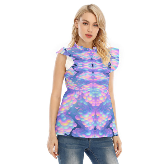 Women's Blouse With Lotus Leaf Lace