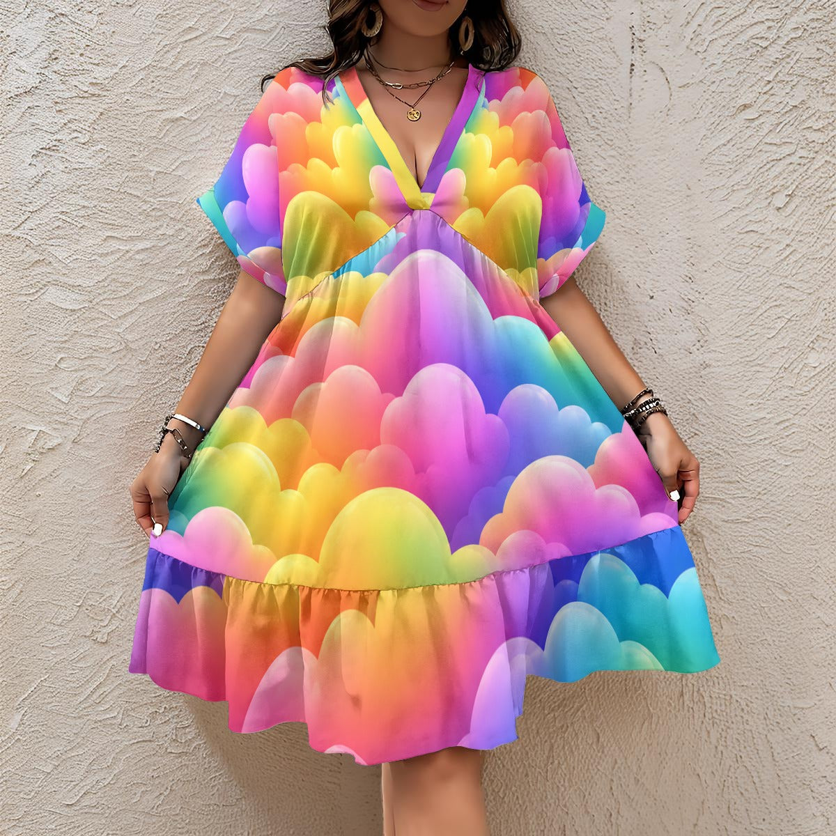 Women’s Floral V-Neck Short Sleeve Dress