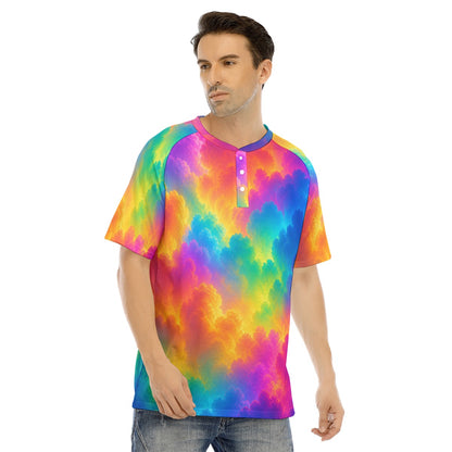 Men's Raglan Sleeve T-shirt With Button Closure