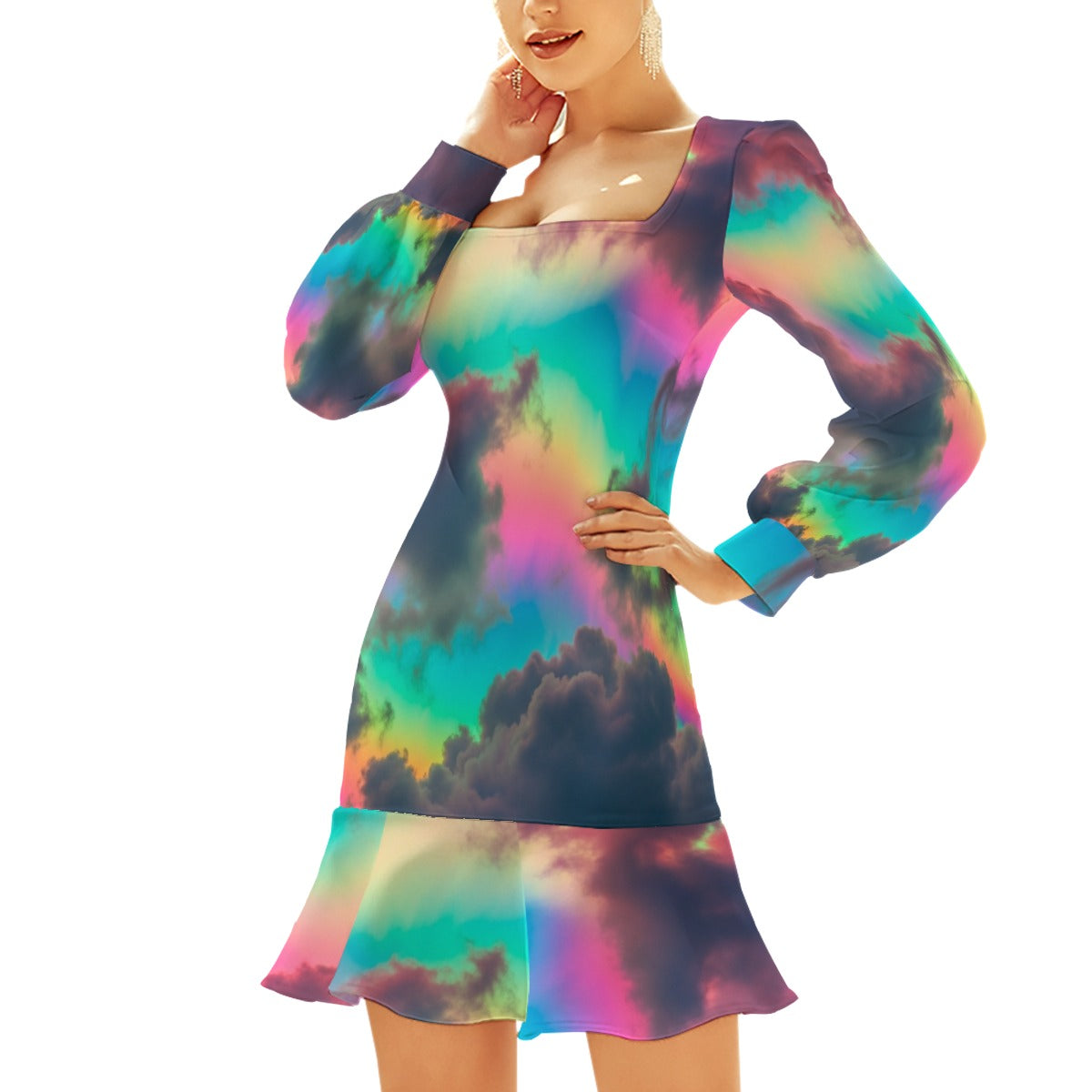 Women's Ruffle Hem Skinny Dress