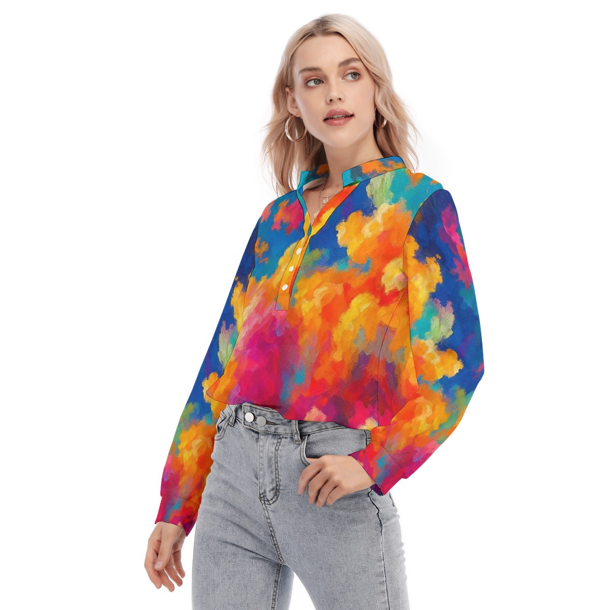 Women's Long Sleeve Blouse With Button Closure