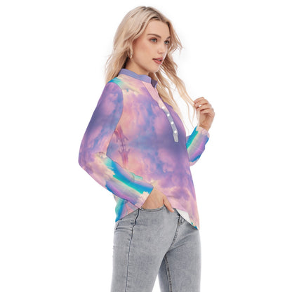 Women's Long Sleeve Blouse With Button Closure