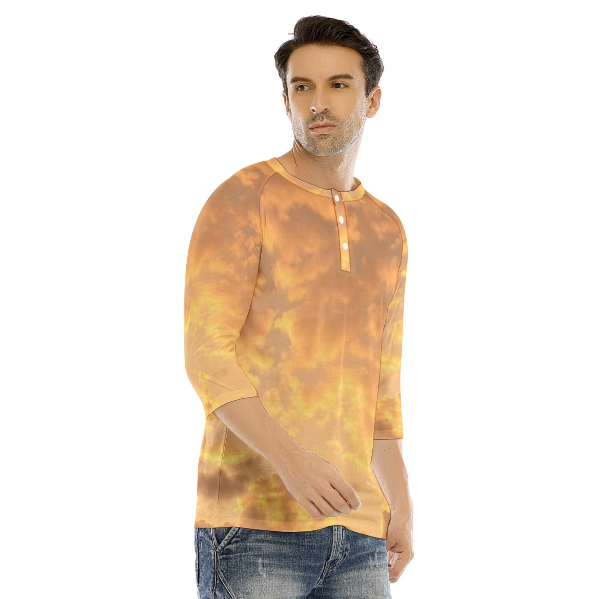 Men's Bracelet Sleeve T-shirt With Button Closure - view 2