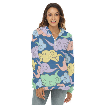 Women's Borg Fleece Hoodie With Half Zip