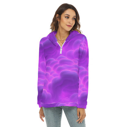 Women's Borg Fleece Hoodie With Half Zip
