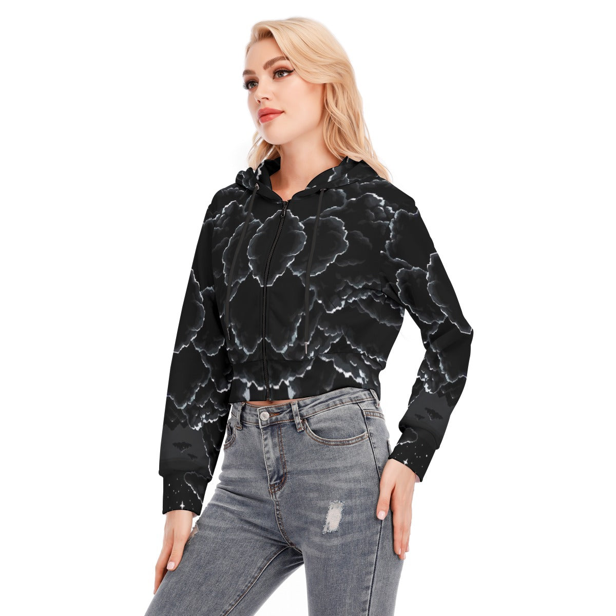 Women's Crop Top Hoodie With Zipper Closure