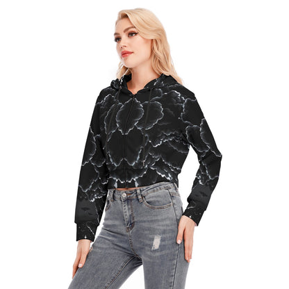 Women's Crop Top Hoodie With Zipper Closure