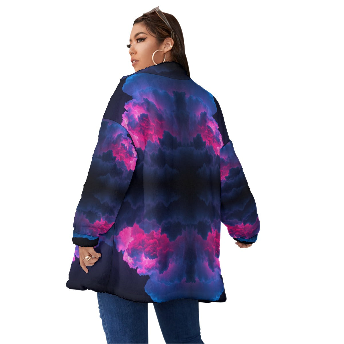 Unisex Borg Fleece Stand-up Collar Coat With Zipper Closure(Plus Size)