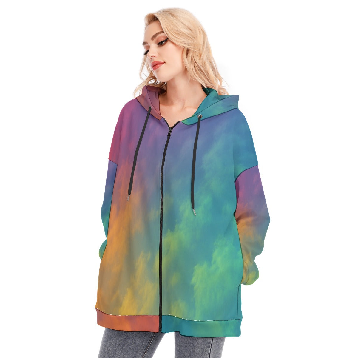 Women's Long Hoodie With Zipper Closure
