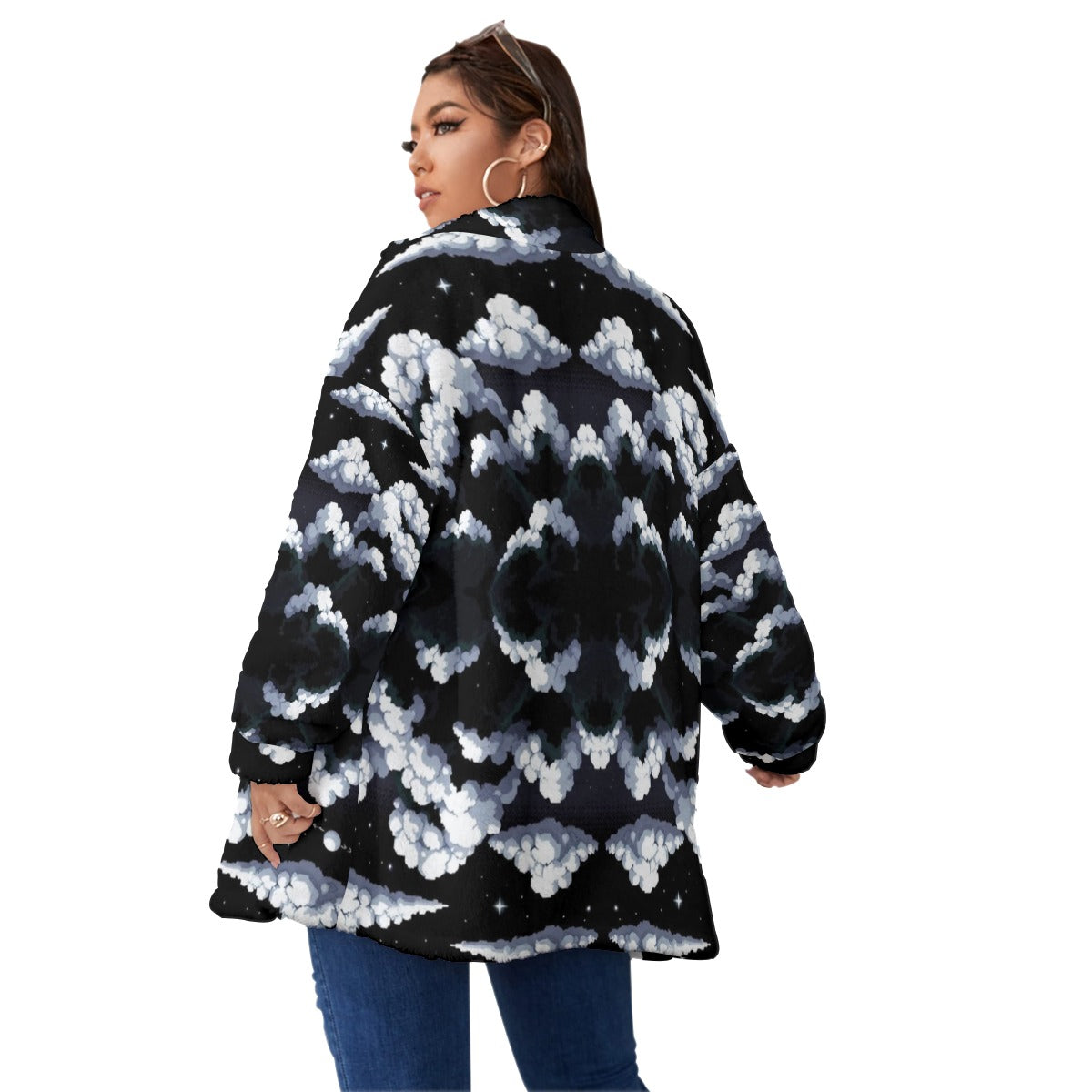 Unisex Borg Fleece Stand-up Collar Coat With Zipper Closure(Plus Size)