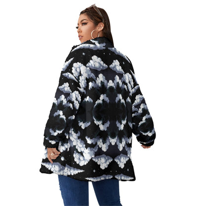 Unisex Borg Fleece Stand-up Collar Coat With Zipper Closure(Plus Size)