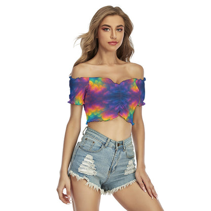 Women's One-shoulder Off-the-navel Short Sleeve T-shirt