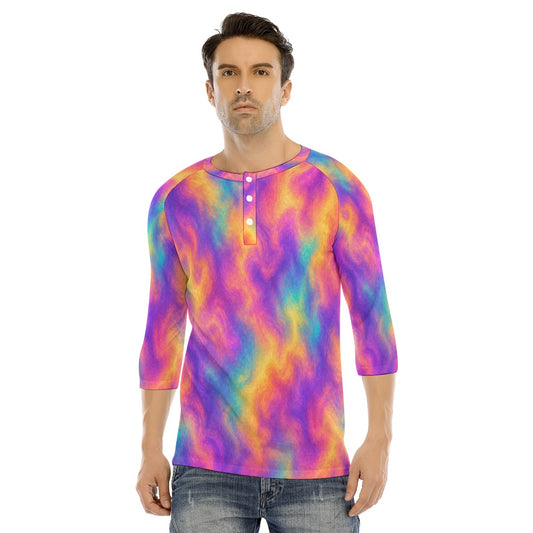 Men's Bracelet Sleeve T-shirt With Button Closure - view 1
