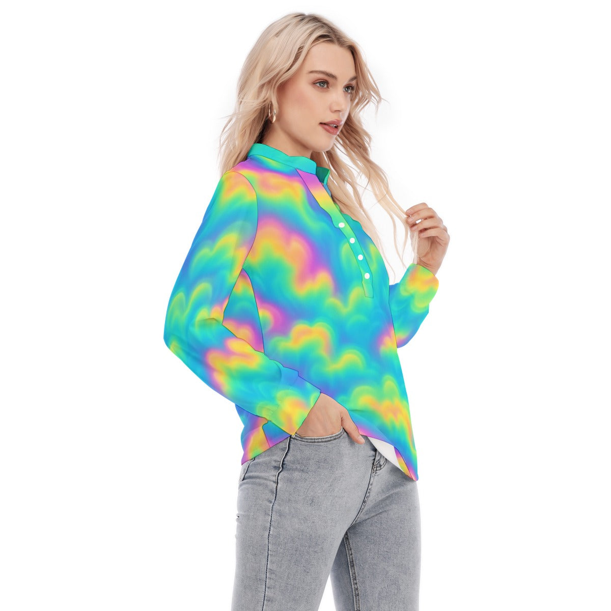 Women's Long Sleeve Blouse With Button Closure