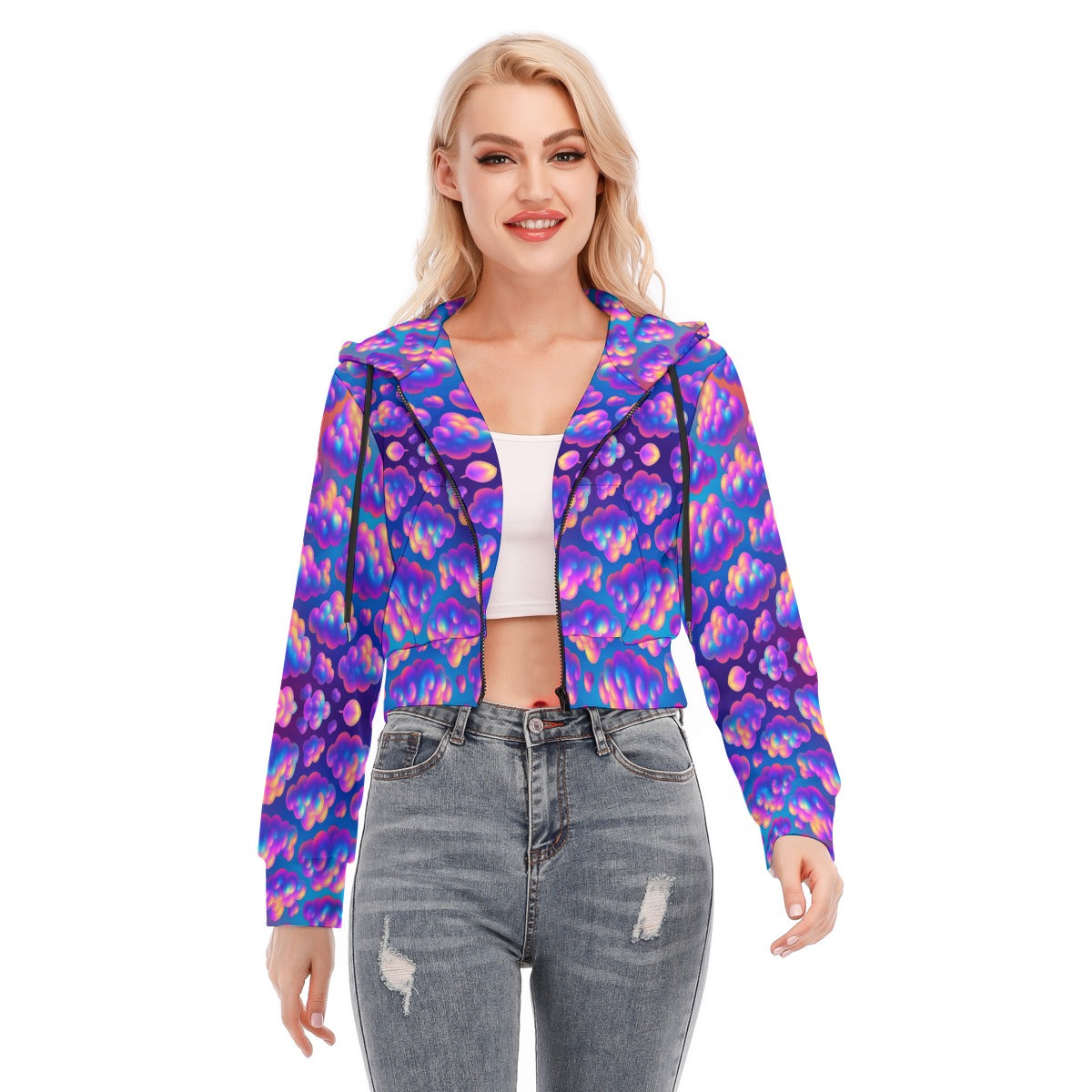 Women's Crop Top Hoodie With Zipper Closure
