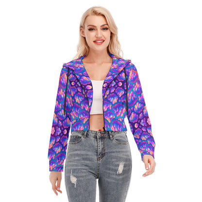 Women's Crop Top Hoodie With Zipper Closure