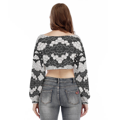Women's V-neck Long Sleeve Cropped Sweatshirt