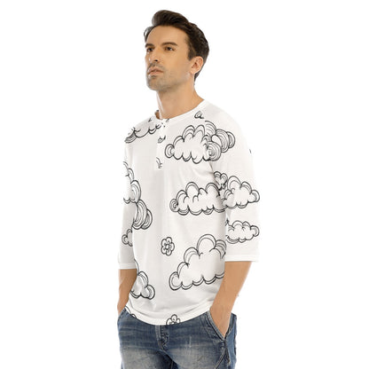 Men's Bracelet Sleeve T-shirt With Button Closure