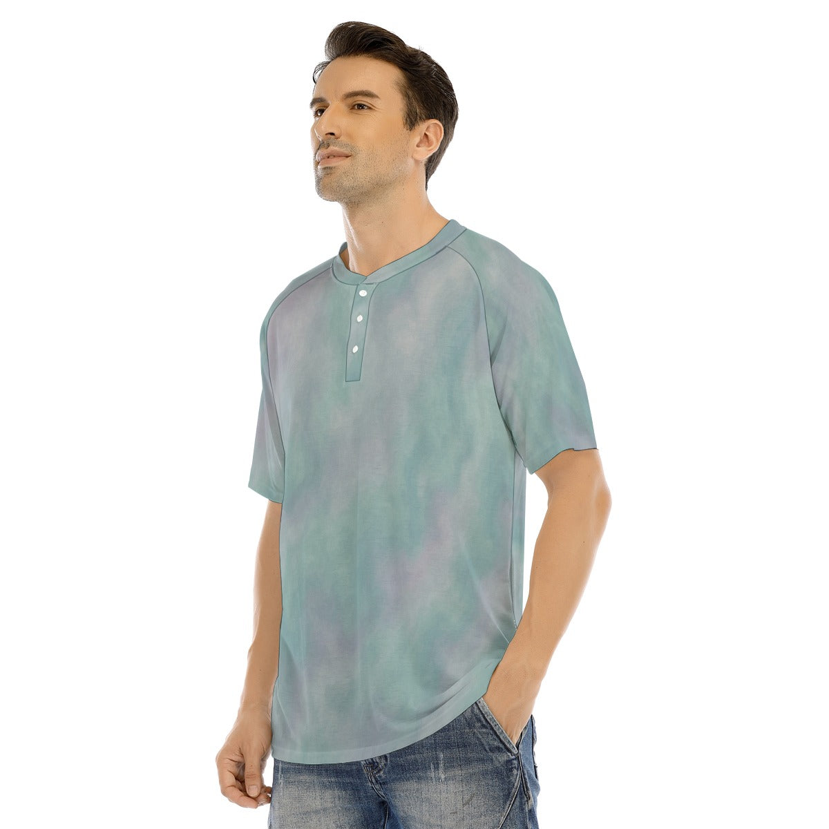 Men's Raglan Sleeve T-shirt With Button Closure