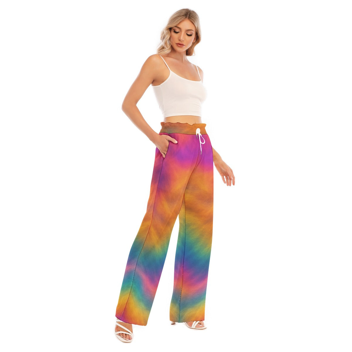 Women's Waist Fungus Edge Wide-leg Pants