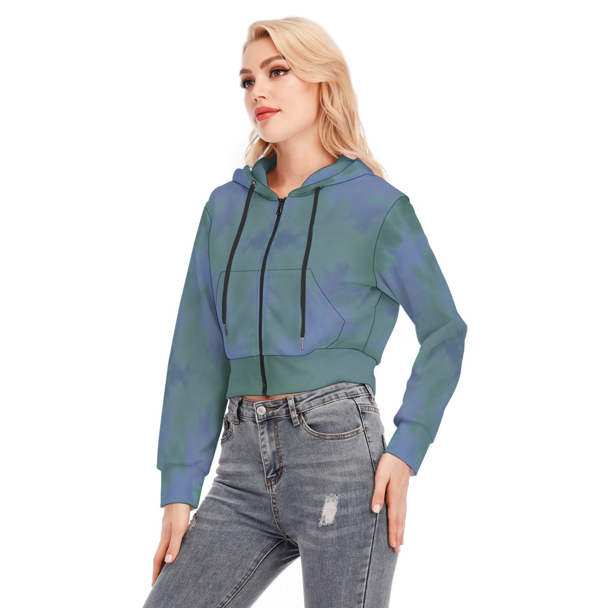 Women's Crop Top Hoodie With Zipper Closure