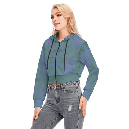 Women's Crop Top Hoodie With Zipper Closure
