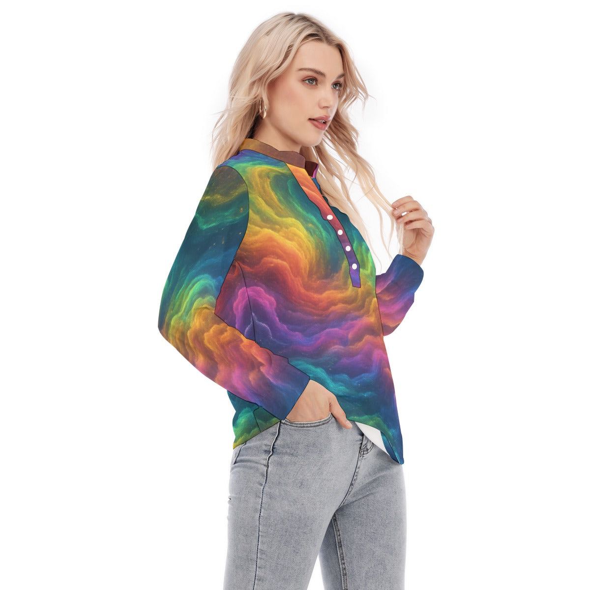 Women's Long Sleeve Blouse With Button Closure