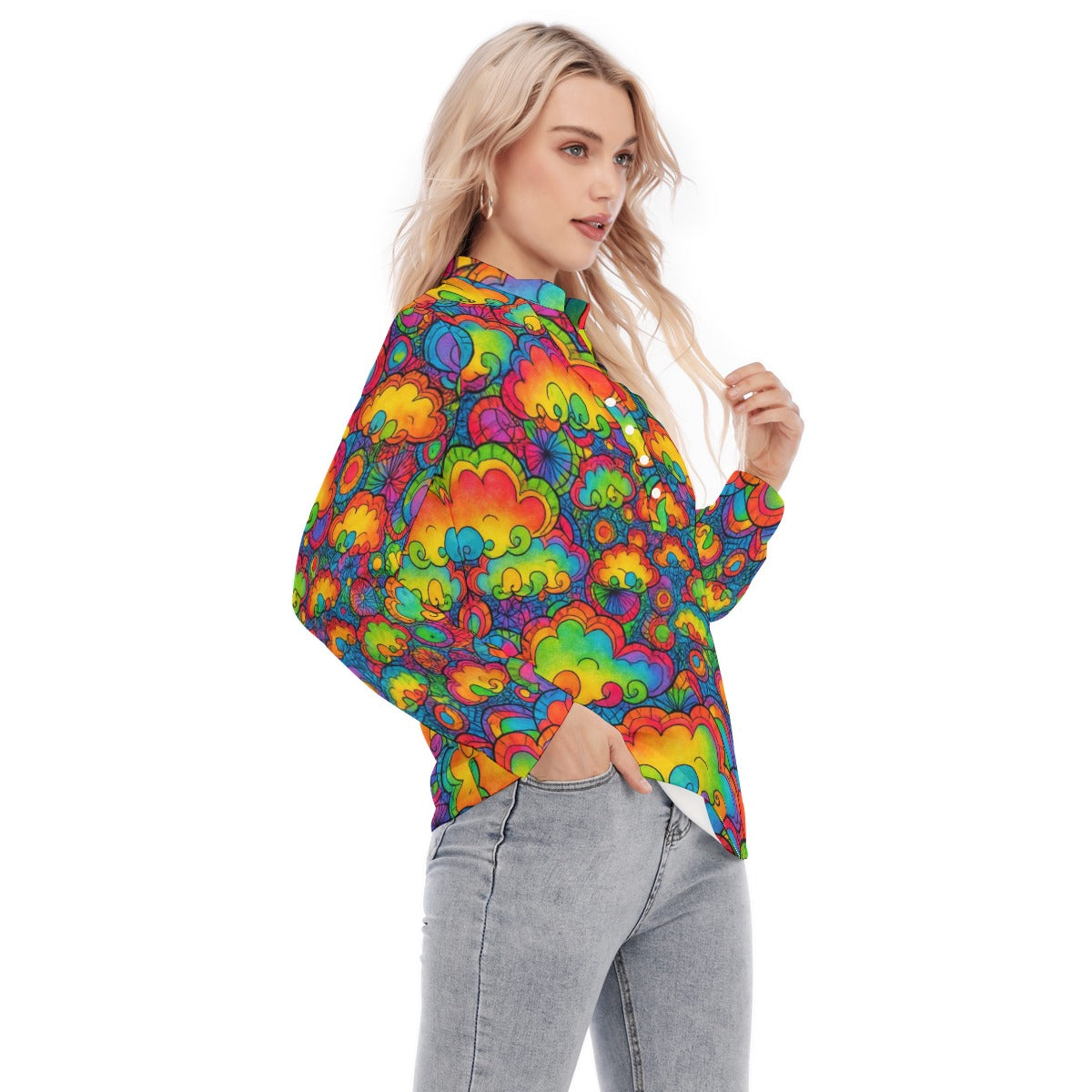 Women's Long Sleeve Blouse With Button Closure