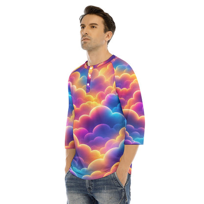Men's Bracelet Sleeve T-shirt With Button Closure - view 3