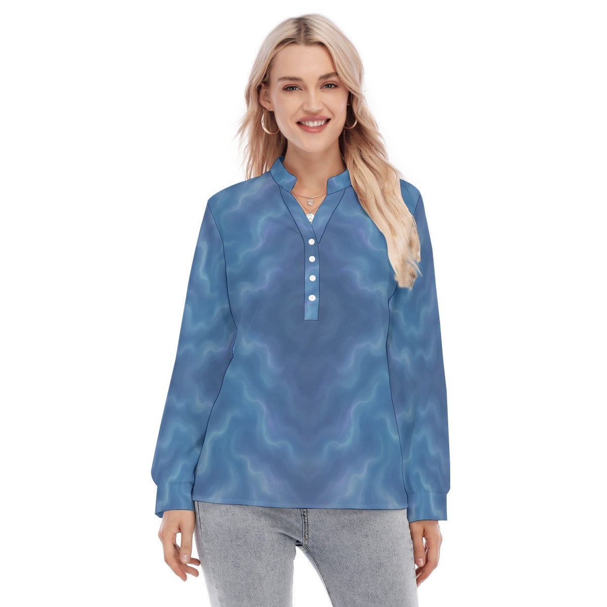 Women's Long Sleeve Blouse With Button Closure