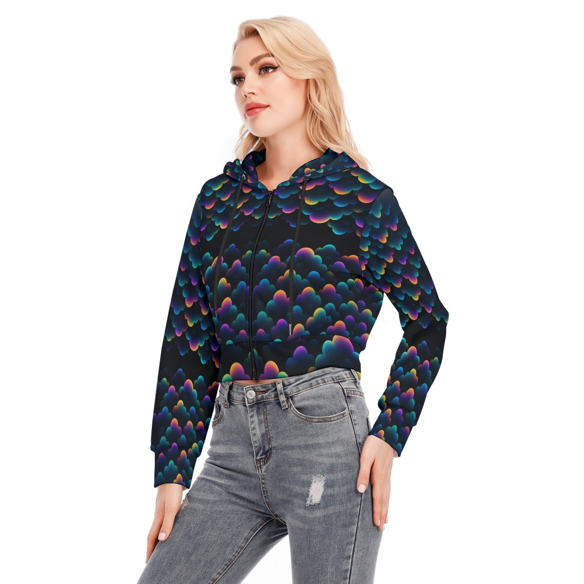 Women's Crop Top Hoodie With Zipper Closure