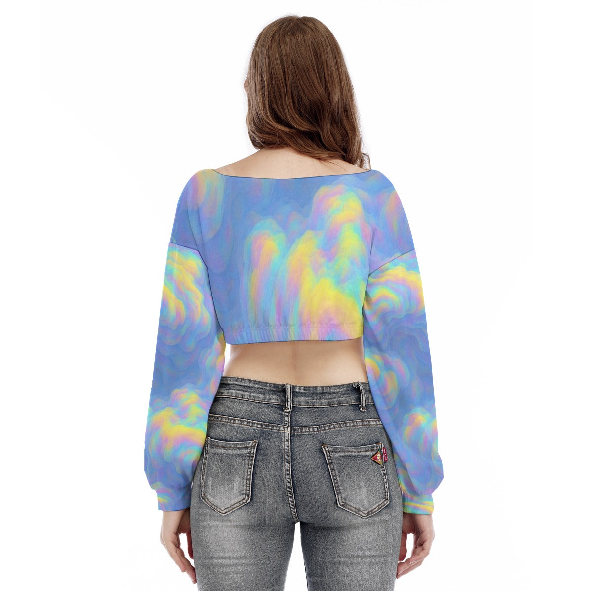 Women's V-neck Long Sleeve Cropped Sweatshirt