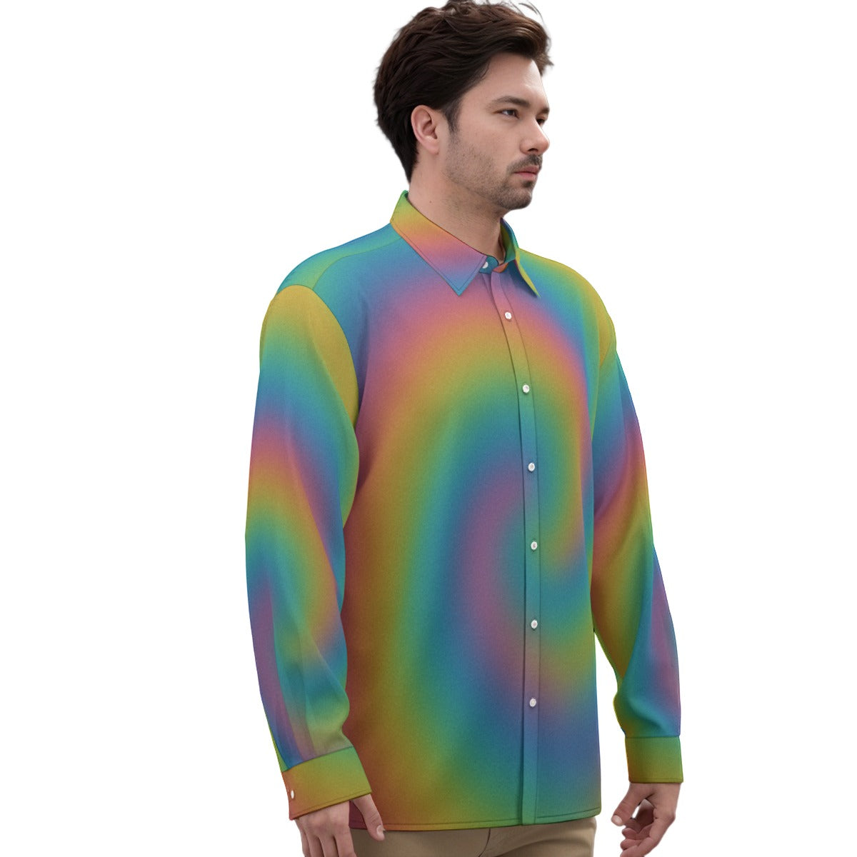 Men's Imitation Silk Long-Sleeved Shirt