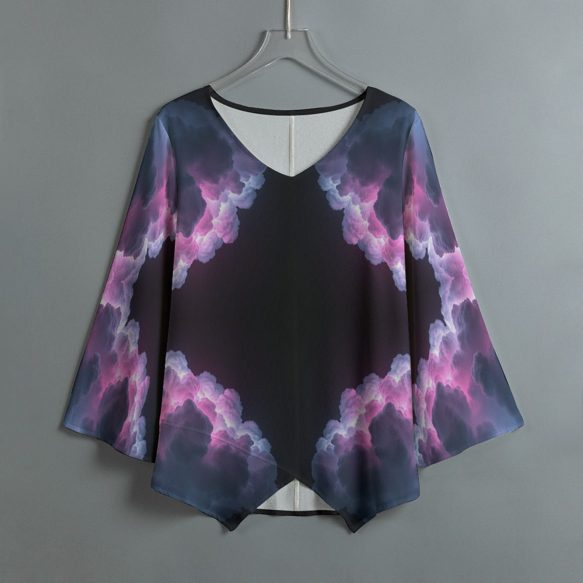 Women's V-neck T-shirt With Irregular Hem