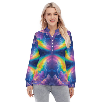 Women's Long Sleeve Blouse With Button Closure