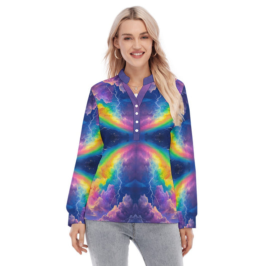 Women's Long Sleeve Blouse With Button Closure