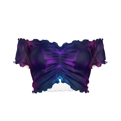 Women's One-shoulder Off-the-navel Short Sleeve T-shirt