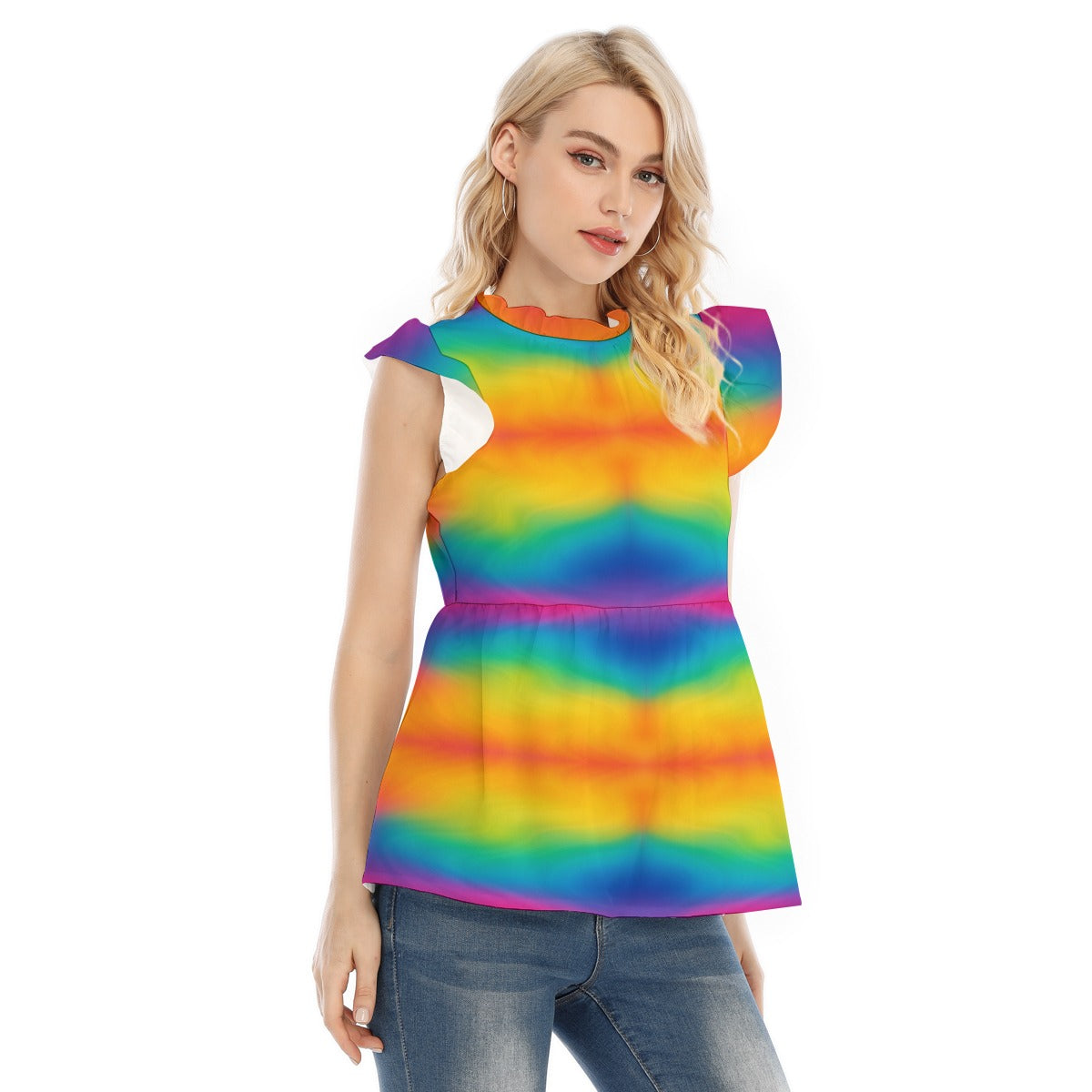 Women's Blouse With Lotus Leaf Lace