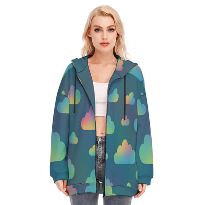 Women's Long Hoodie With Zipper Closure